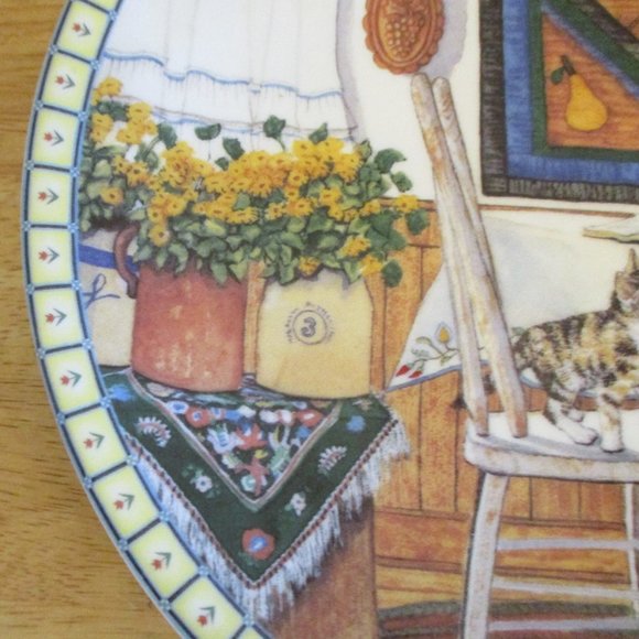 1991 Edwin M Knowles Cozy Country Corners Table Trouble Cat Plate Ltd Edition - Picture 4 of 10